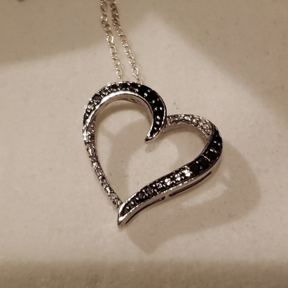 Black and White Heart Necklace